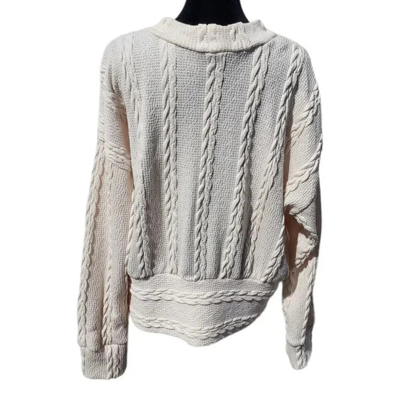 June & Hudson Cable Knit Sweater Cream Colored Size XLarge - Picture 2 of 9